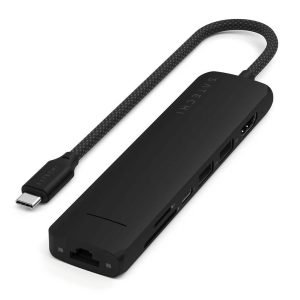 Satechi 7-in-1 USB-C Slim Multiport Adapter with Ethernet (Black)