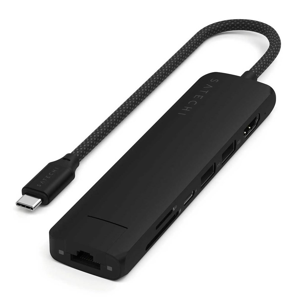 Satechi 7-in-1 USB-C Slim Multiport Adapter with Ethernet (Black)