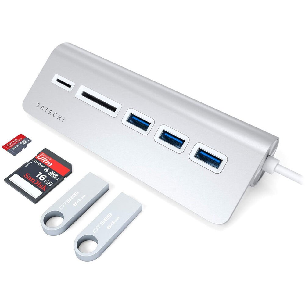 Satechi TYPE-C Aluminum USB Hub & Card Reader Silver