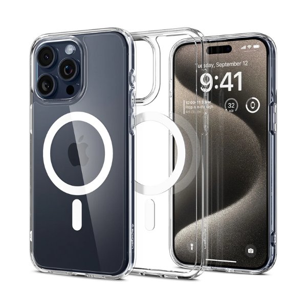 Spigen Iphone 15 Pro Case Crystal Hybrid MagFit White