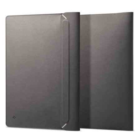 Spigen Valentinus S - Leather sleeve & stand for Laptop 14" Gray