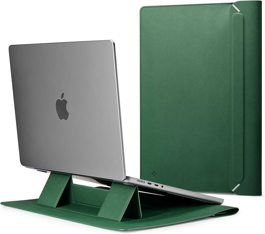 Spigen Valentinus S - Leather sleeve & stand for Laptop 14" Green