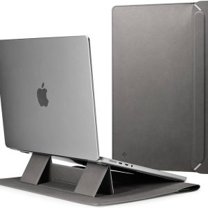 Spigen Valentinus S - Leather sleeve & stand for Laptop 16" Gray