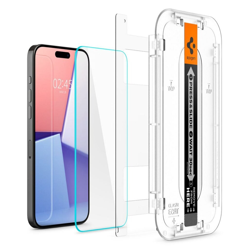 Spigen iPhone 15 Pro Screen Protector GLAS.tR EZ Fit Sensor Protected