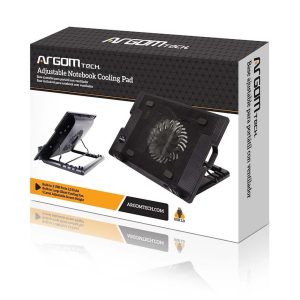 Argom Adjustable Notebook Cooling Pad 1 Large Fan LED and 2-Ports USB 2.0