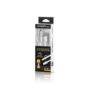 Argom Cable 2 in 1 Micro USB and Lighning - Metal Gray Conector