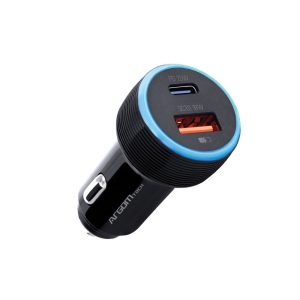 Argom Dual Fast Charger PD 36W Type-C & USB Car Charger with Blue LED Ring
