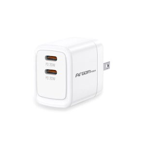 Argom Dual Fast Charger PD 40W 2 x Type-C Wall Charger WHITE