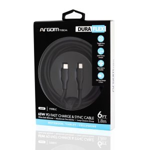Argom FAST CHARGE Type-C to Type-C -65W 1.8M/6FT - BLACK