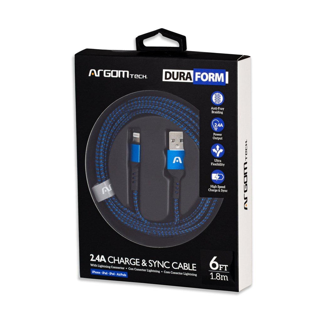 Argom Lightning to USB 2.0 -Nylon Braided -Metal Connector -Flexible Cable Joint -Fa