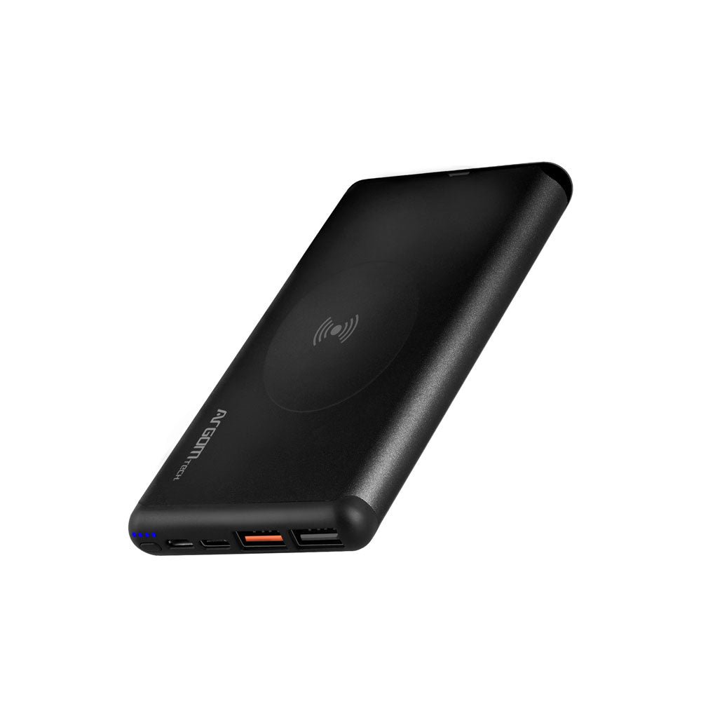 Argom S12W Slim-Aluminum Power Bank with Wireless Fast Charger - 15W
