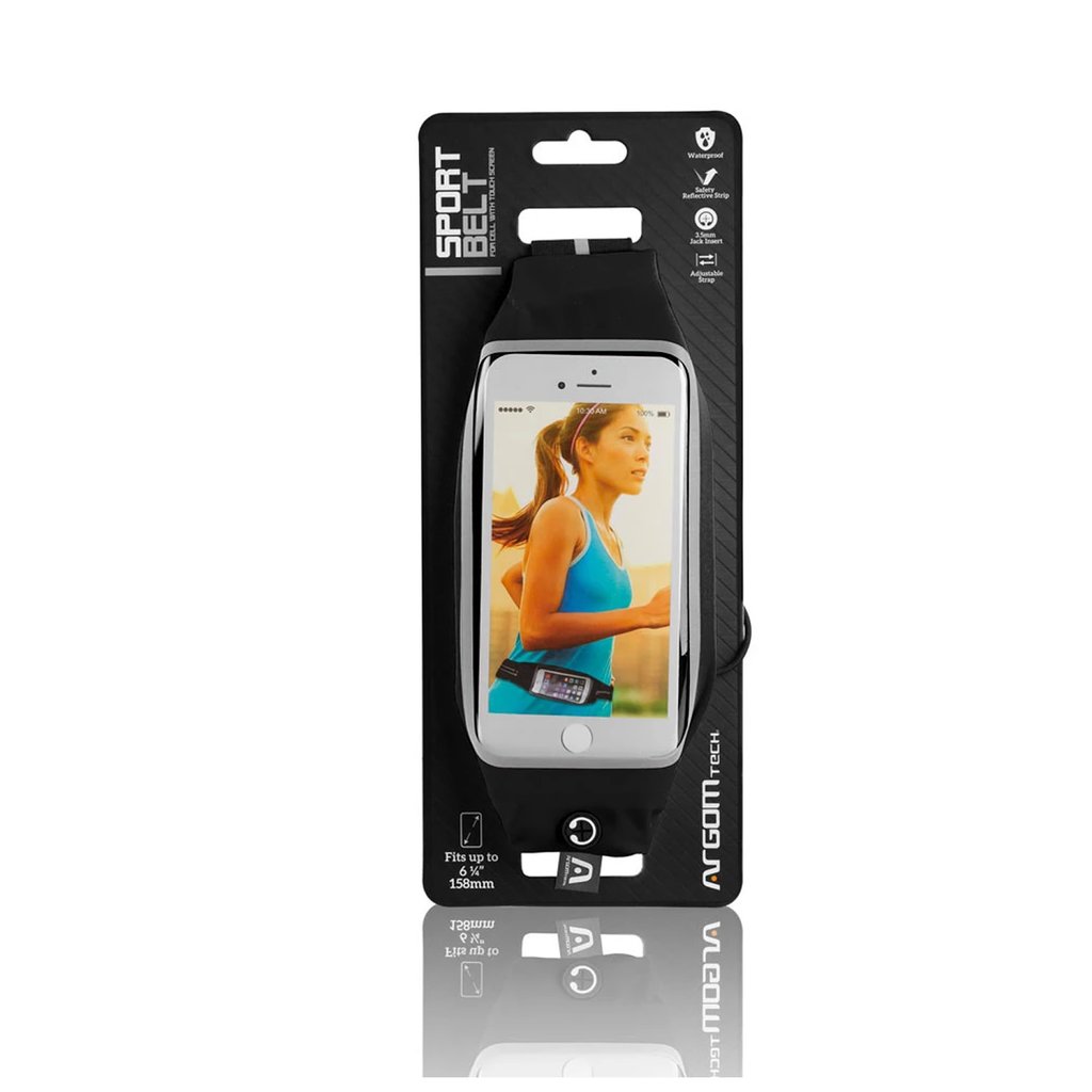 Argom Sport Belt For Cell Phone and other Essentials Water Resistant - Black