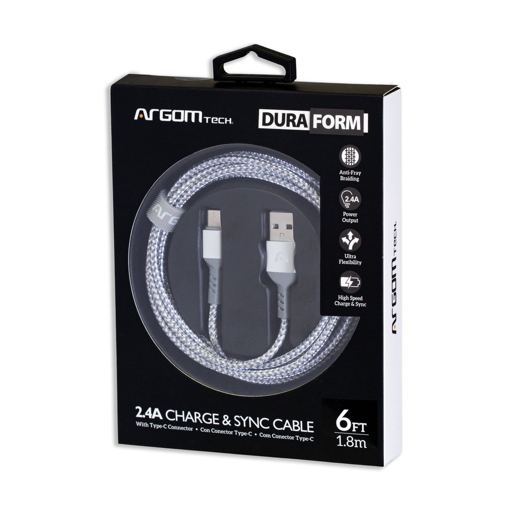Argom Type-C to USB 2.0 - Nylon Braided - Metal Connector -Flexible Cable Joint - Fa