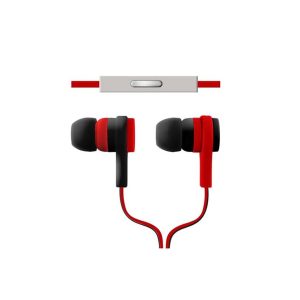 Argom Ultimate Sound Effects Earbud with Mic - Flat Cable - Red