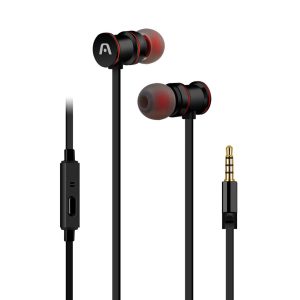 Argom Ultimate Sound Klass Magnetic Earbuds Flat Cable - with MIC - Black