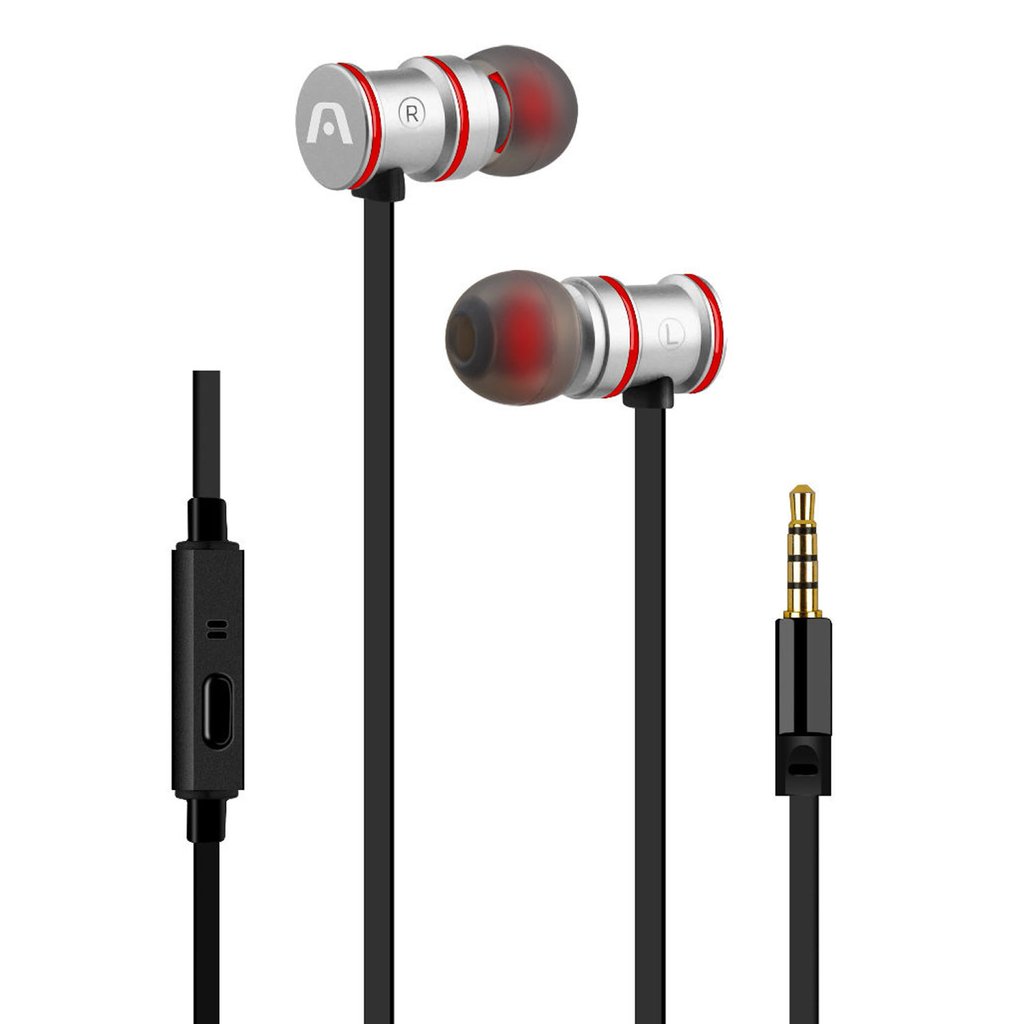 Argom Ultimate Sound Klass Magnetic Earbuds Flat Cable - with MIC - Silver